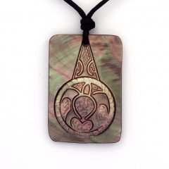 Pendentif en nacre de Tahiti et Collier en coton