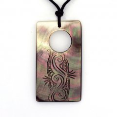 Pendentif en nacre de Tahiti et Collier en coton