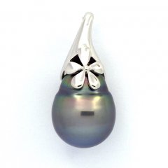 Pendentif en Argent et 1 Perle de Tahiti Cerclée C 12 mm