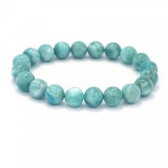 Bracelet de 20 Perles en Larimar de 9.5 mm - 15.5 cm - 26 gr