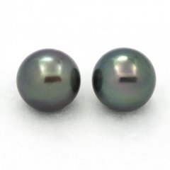 Lot de 2 Perles de Tahiti Rondes C de 9.1 à 9.2 mm