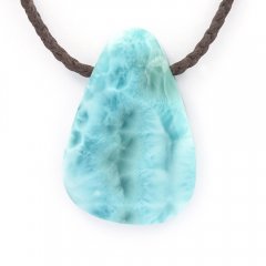 Collier en Coton et 1 Larimar - 44 x 30 x 8 mm - 19.2 gr