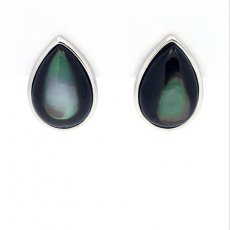 Boucles d'oreilles en Nacre de Tahiti et Argent .925 Rhodié