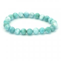 Bracelet de 23 Perles en Larimar de 7.5 à 8 mm - 15.5 cm - 15.4 gr