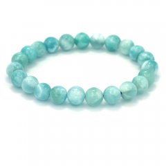 Bracelet de 23 Perles en Larimar de 8 mm - 17 cm - 18.3 gr