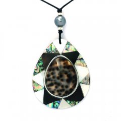 Collier en Coton et 1 Perle de Tahiti Semi-Ronde C 9.4 mm