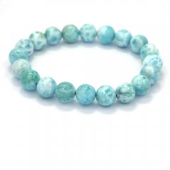 Bracelet de 21 Perles en Larimar de 8.5 mm - 15 cm - 19.7 gr