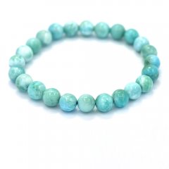 Bracelet de 24 Perles en Larimar de 7 mm - 15 cm - 12.4 gr