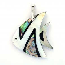 Pendentif Poisson en nacre de Tahiti, Abalone et Argent