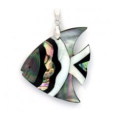 Pendentif en Nacre de Tahiti, Abalone et Argent