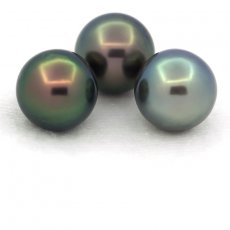 Lot de 3 Perles de Tahiti Rondes C de 11 à 11.2 mm