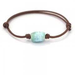 Bracelet en Coton et 1 Larimar - 12 x 9 mm - 2.3 gr