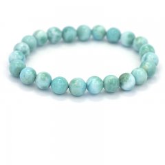 Bracelet de 23 Perles en Larimar de 7.5 à 8 mm - 15 cm - 15 gr