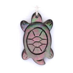 Pendentif Tortue en nacre de Tahiti et Argent