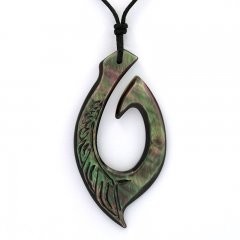 Pendentif en nacre de Tahiti et Collier en coton