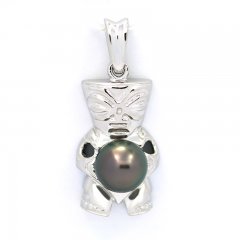 Pendentif en Argent et 1 Perle de Tahiti Ronde C 8 mm