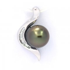 Pendentif en Argent et 1 Perle de Tahiti Semi-Ronde C 8 mm