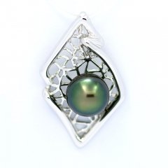 Pendentif en Argent et 1 Perle de Tahiti Semi-Ronde C 9.8 mm