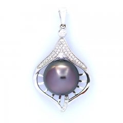 Pendentif en Argent et 1 Perle de Tahiti Ronde C 11.8 mm