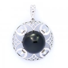 Pendentif en Argent et 1 Perle de Tahiti Ronde C 11.8 mm