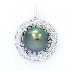 Pendentif en Argent et 1 Perle de Tahiti Semi-Baroque B/C 11.9 mm