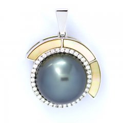 Pendentif en Argent et 1 Perle de Tahiti Ronde C 12.6 mm