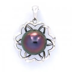 Pendentif en Argent et 1 Perle de Tahiti Semi-Baroque B 10.5 mm