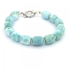 Bracelet de 14 Larimar de 9 à 9.5 mm - 18.5 cm - 21 gr