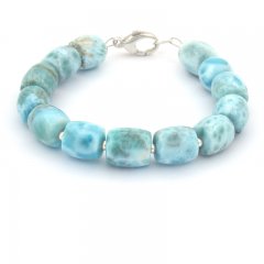 Bracelet de 13 Larimar de 9 à 9.3 mm - 17.5 cm - 20.3 gr