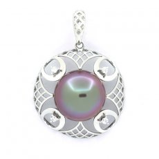 Pendentif en Argent et 1 Perle de Tahiti Ronde C+ 11.9 mm