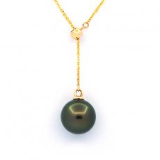 Collier en Or 18K et 1 Perle de Tahiti Ronde A 8.6 mm