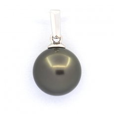 Pendentif en Or blanc 18K et 1 Perle de Tahiti Ronde B 8.9 mm