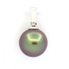 Pendentif en Or blanc 18K et 1 Perle de Tahiti Ronde A 9.3 mm