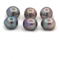 Lot de 6 Perles de Tahiti Semi-Baroques B de 9.5 à 9.8 mm