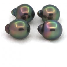 Lot de 4 Perles de Tahiti Semi-Baroques B de 9.5 à 9.7 mm