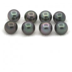 Lot de 8 Perles de Tahiti Rondes et Semi-Rondes C de 8.6 à 8.9 mm