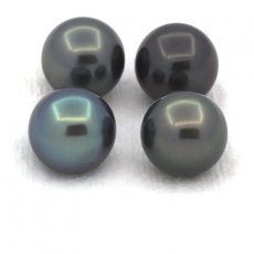 Lot de 4 Perles de Tahiti Rondes C de 9.5 à 9.6 mm