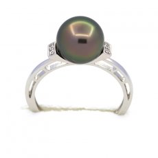 Bague en Argent et 1 Perle de Tahiti Ronde B 9 mm