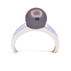 Bague en Argent et 1 Perle de Tahiti Ronde B 9.3 mm