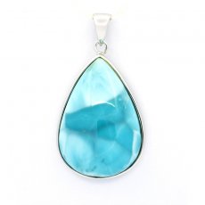 Pendentif en Argent et 1 Larimar - 29 x 20 x 8 mm - 7.14 gr