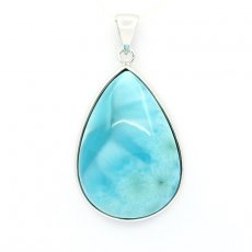 Pendentif en Argent et 1 Larimar - 29 x 20 x 8.5 mm - 7.7 gr