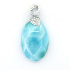 Pendentif en Argent et 1 Larimar - 28 x 19.5 x 8.8 mm - 7.8 gr