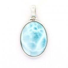 Pendentif en Argent et 1 Larimar - 20 x 15 x 7 mm - 3.8 gr