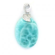 Pendentif en Argent et 1 Larimar - 28 x 20.5 x 7.5 mm - 7.2 gr