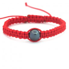 Bracelet en Nylon et 1 Perle de Tahiti Semi-Ronde B 10.7 mm