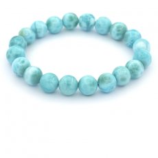 Bracelet de 20 Perles en Larimar de 9 à 9.5 mm - 15 cm - 22.5 gr