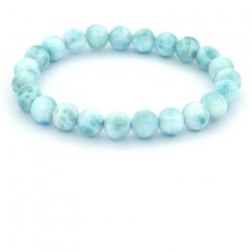 Bracelet de 23 Perles en Larimar de 7.5 à 7.8 mm - 15 cm - 14.3 gr