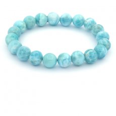 Bracelet de 20 Perles en Larimar de 9 à 9.4 mm - 15 cm - 21.8 gr