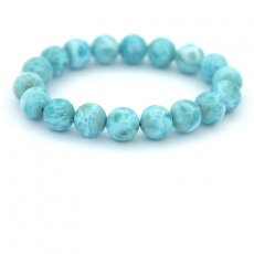 Bracelet de 18 Perles en Larimar de 11 à 11.2 mm - 16 cm - 35.5 gr