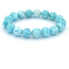 Bracelet de 17 Perles en Larimar de 11.6 à 12.1 mm - 16 cm - 41.5 gr